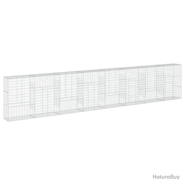 Panier gabion cl�ture cage mur de sout�nement avec couvercle 800 x 50 x 150 cm fer galvanis� Argent