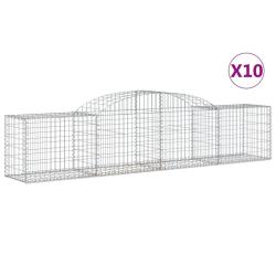 Paniers &agrave; gabions cl&ocirc;ture cage mur de sout&egrave;nement arqu&eacute;s 10 pcs 300 x 50 x 60/80 cm fer galvanis&eacute; A