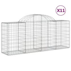 Paniers &agrave; gabions cl&ocirc;ture cage mur de sout&egrave;nement arqu&eacute;s 11 pcs 200 x 50 x 80/100 cm fer galvanis&eacute;