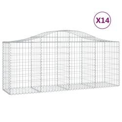 Paniers &agrave; gabions cl&ocirc;ture cage mur de sout&egrave;nement arqu&eacute;s 1lot de 4 200 x 50 x 80/100 cm fer galvani