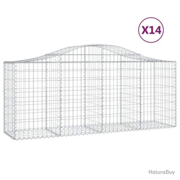 Paniers � gabions cl�ture cage mur de sout�nement arqu�s 1lot de 4 200 x 50 x 80/100 cm fer galvani