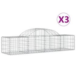 Paniers &agrave; gabions cl&ocirc;ture cage mur de sout&egrave;nement arqu&eacute;s 3 pcs 200 x 50 x 40/60 cm fer galvanis&eacute; Ar