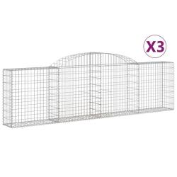 Paniers &agrave; gabions cl&ocirc;ture cage mur de sout&egrave;nement arqu&eacute;s 3 pcs 300 x 30 x 80/100 cm fer galvanis&eacute; A