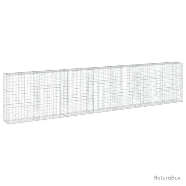 Panier gabion cl�ture cage mur de sout�nement avec couvercle 700 x 50 x 150 cm fer galvanis� Argent