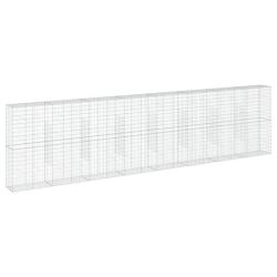 Panier gabion cl&ocirc;ture cage mur de sout&egrave;nement avec couvercle 800 x 50 x 200 cm fer galvanis&eacute; Argent