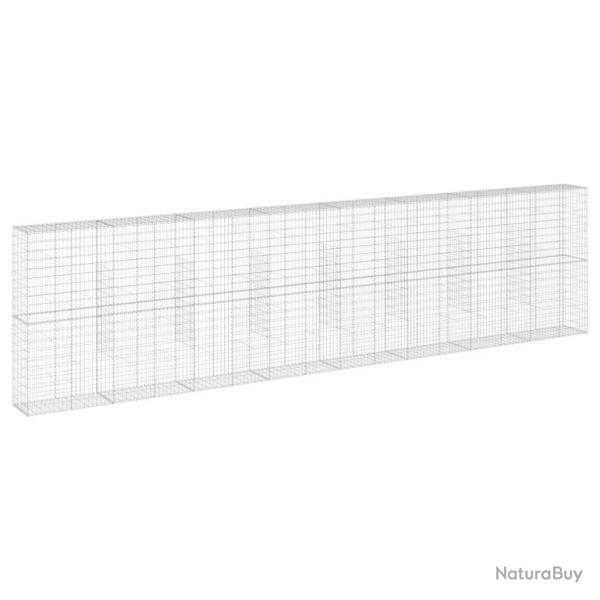 Panier gabion cl�ture cage mur de sout�nement avec couvercle 800 x 50 x 200 cm fer galvanis� Argent