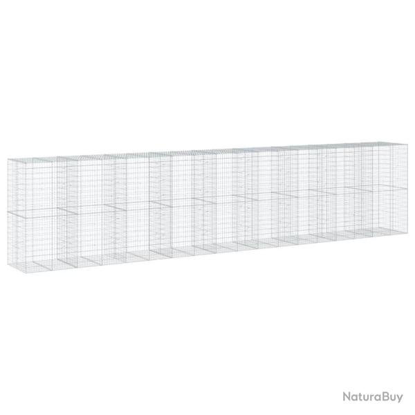 Panier gabion cl�ture cage mur de sout�nement avec couvercle 900 x 100 x 200 cm fer galvanis� Argen