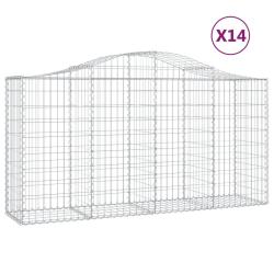 Paniers &agrave; gabions cl&ocirc;ture cage mur de sout&egrave;nement arqu&eacute;s 1lot de 4 200 x 50 x 100/120 cm fer galvan