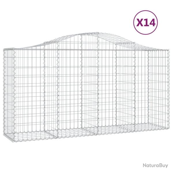 Paniers � gabions cl�ture cage mur de sout�nement arqu�s 1lot de 4 200 x 50 x 100/120 cm fer galvan