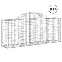 Paniers &agrave; gabions cl&ocirc;ture cage mur de sout&egrave;nement arqu&eacute;s 1lot de 4 200 x 50 x 80/100 cm fer galvani