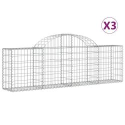 Paniers &agrave; gabions cl&ocirc;ture cage mur de sout&egrave;nement arqu&eacute;s 3 pcs 200 x 30 x 60/80 cm fer galvanis&eacute; Ar