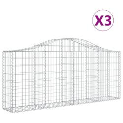 Paniers &agrave; gabions cl&ocirc;ture cage mur de sout&egrave;nement arqu&eacute;s 3 pcs 200 x 30 x 80/100 cm fer galvanis&eacute; A