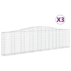 Paniers &agrave; gabions cl&ocirc;ture cage mur de sout&egrave;nement arqu&eacute;s 3 pcs 400 x 30 x 100/120 cm fer galvanis&eacute;