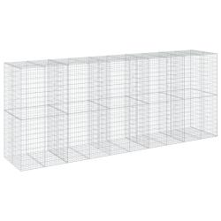 Panier gabion cl&ocirc;ture cage mur de sout&egrave;nement avec couvercle 500 x 100 x 200 cm fer galvanis&eacute; Argen