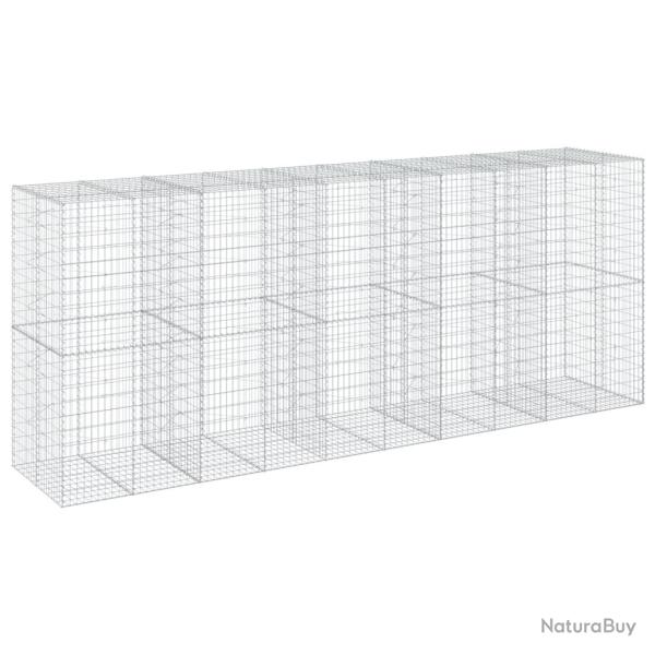 Panier gabion cl�ture cage mur de sout�nement avec couvercle 500 x 100 x 200 cm fer galvanis� Argen