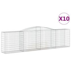 Paniers &agrave; gabions cl&ocirc;ture cage mur de sout&egrave;nement arqu&eacute;s 10 pcs 400 x 50 x 100/120 cm fer galvanis&eacute;
