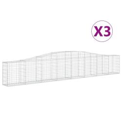 Paniers &agrave; gabions cl&ocirc;ture cage mur de sout&egrave;nement arqu&eacute;s 3 pcs 400 x 30 x 60/80 cm fer galvanis&eacute; Ar