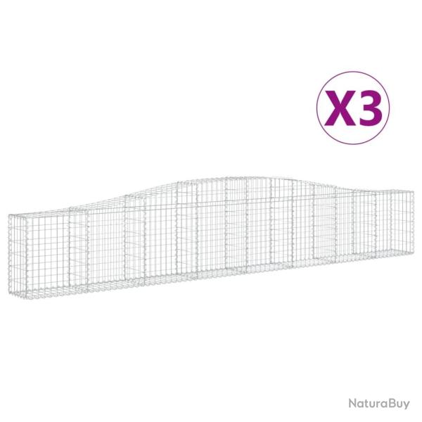 Paniers � gabions cl�ture cage mur de sout�nement arqu�s 3 pcs 400 x 30 x 60/80 cm fer galvanis� Ar