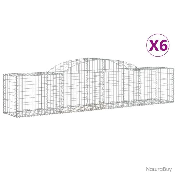 Paniers � gabions cl�ture cage mur de sout�nement arqu�s 6 pcs 300 x 50 x 60/80 cm fer galvanis� Ar