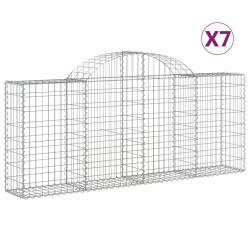 Paniers &agrave; gabions cl&ocirc;ture cage mur de sout&egrave;nement arqu&eacute;s 7 pcs 200 x 30 x 80/100 cm fer galvanis&eacute; A