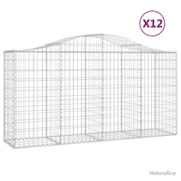 Paniers � gabions cl�ture cage mur de sout�nement arqu�s 1lot de 2 200 x 50 x 100/120 cm fer galvan