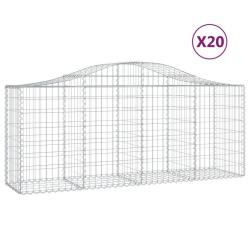 Paniers &agrave; gabions cl&ocirc;ture cage mur de sout&egrave;nement arqu&eacute;s 20 pcs 200 x 50 x 80/100 cm fer galvanis&eacute;