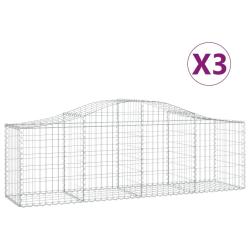 Paniers &agrave; gabions cl&ocirc;ture cage mur de sout&egrave;nement arqu&eacute;s 3 pcs 200 x 50 x 60/80 cm fer galvanis&eacute; Ar