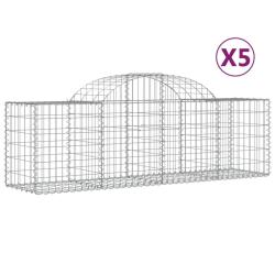 Paniers &agrave; gabions cl&ocirc;ture cage mur de sout&egrave;nement arqu&eacute;s 5 pcs 200 x 50 x 60/80 cm fer galvanis&eacute; Ar