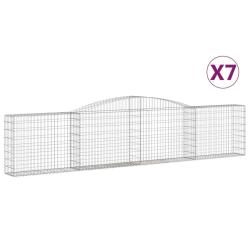 Paniers &agrave; gabions cl&ocirc;ture cage mur de sout&egrave;nement arqu&eacute;s 7 pcs 400 x 30 x 80/100 cm fer galvanis&eacute; A