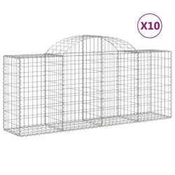 Paniers &agrave; gabions cl&ocirc;ture cage mur de sout&egrave;nement arqu&eacute;s 10 pcs 200 x 50 x 80/100 cm fer galvanis&eacute;