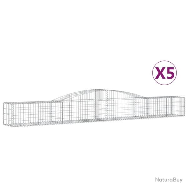 Paniers � gabions cl�ture cage mur de sout�nement arqu�s 5 pcs 400 x 50 x 40/60 cm fer galvanis� Ar
