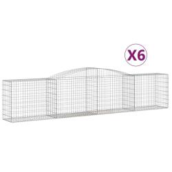 Paniers &agrave; gabions cl&ocirc;ture cage mur de sout&egrave;nement arqu&eacute;s 6 pcs 400 x 50 x 80/100 cm fer galvanis&eacute; A