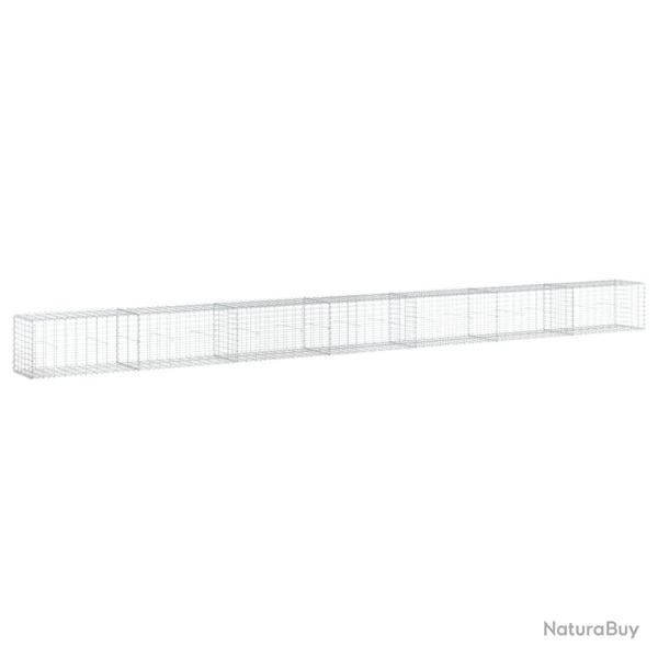 Panier gabion cl�ture cage mur de sout�nement avec couvercle 700 x 50 x 50 cm fer galvanis� Argent