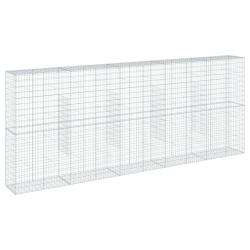 Panier gabion cl&ocirc;ture cage mur de sout&egrave;nement avec couvercle 500 x 50 x 200 cm fer galvanis&eacute; Argent