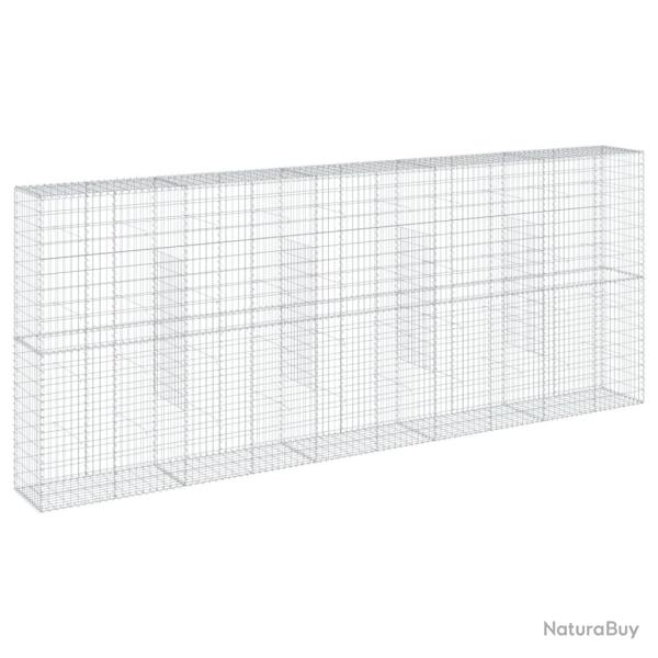 Panier gabion cl�ture cage mur de sout�nement avec couvercle 500 x 50 x 200 cm fer galvanis� Argent