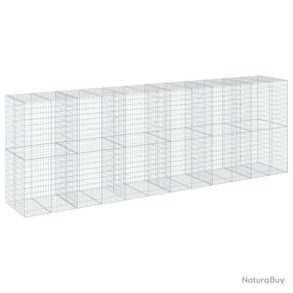 Panier gabion cl�ture cage mur de sout�nement avec couvercle 600 x 100 x 200 cm fer galvanis� Argen