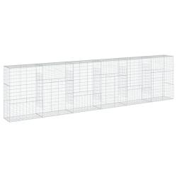 Panier gabion cl&ocirc;ture cage mur de sout&egrave;nement avec couvercle 600 x 50 x 150 cm fer galvanis&eacute; Argent