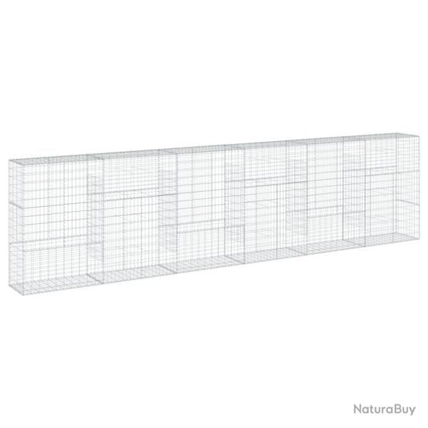 Panier gabion cl�ture cage mur de sout�nement avec couvercle 600 x 50 x 150 cm fer galvanis� Argent