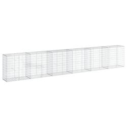Panier gabion cl&ocirc;ture cage mur de sout&egrave;nement avec couvercle 600 x 50 x 100 cm fer galvanis&eacute; Argent