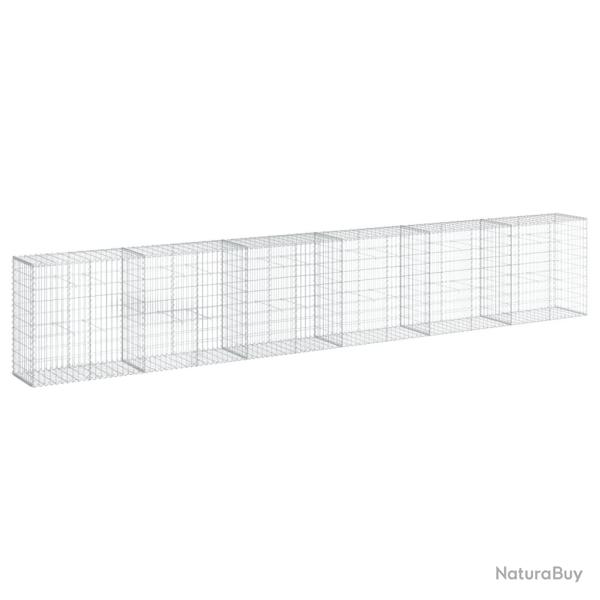 Panier gabion cl�ture cage mur de sout�nement avec couvercle 600 x 50 x 100 cm fer galvanis� Argent