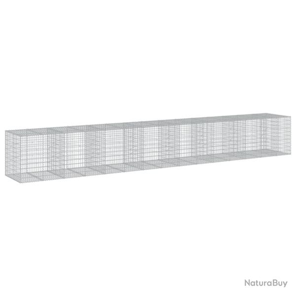 Panier gabion cl�ture cage mur de sout�nement avec couvercle 750 x 100 x 100 cm fer galvanis� Argen