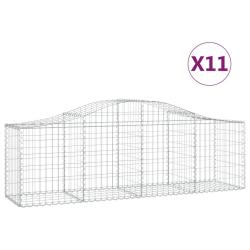 Paniers &agrave; gabions cl&ocirc;ture cage mur de sout&egrave;nement arqu&eacute;s 11 pcs 200 x 50 x 60/80 cm fer galvanis&eacute; A