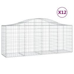 Paniers &agrave; gabions cl&ocirc;ture cage mur de sout&egrave;nement arqu&eacute;s 1lot de 2 200 x 50 x 80/100 cm fer galvani