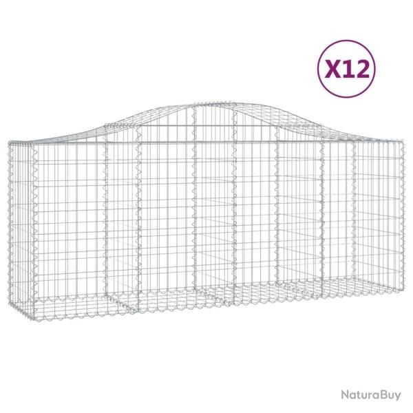 Paniers � gabions cl�ture cage mur de sout�nement arqu�s 1lot de 2 200 x 50 x 80/100 cm fer galvani