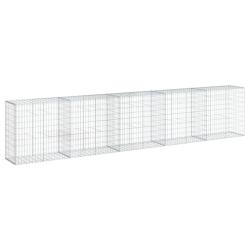 Panier gabion cl&ocirc;ture cage mur de sout&egrave;nement avec couvercle 500 x 50 x 100 cm fer galvanis&eacute; Argent
