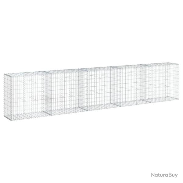 Panier gabion cl�ture cage mur de sout�nement avec couvercle 500 x 50 x 100 cm fer galvanis� Argent