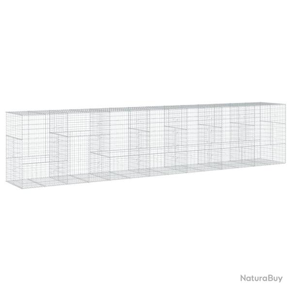 Panier gabion cl�ture cage mur de sout�nement avec couvercle 700 x 100 x 150 cm fer galvanis� Argen