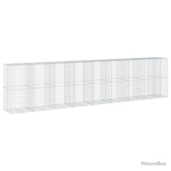 Panier gabion cl�ture cage mur de sout�nement avec couvercle 850 x 100 x 200 cm fer galvanis� Argen
