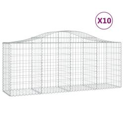 Paniers &agrave; gabions cl&ocirc;ture cage mur de sout&egrave;nement arqu&eacute;s 10 pcs 200 x 50 x 80/100 cm fer galvanis&eacute;