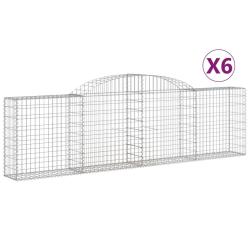 Paniers &agrave; gabions cl&ocirc;ture cage mur de sout&egrave;nement arqu&eacute;s 6 pcs 300 x 30 x 80/100 cm fer galvanis&eacute; A